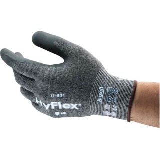 Ansell Grey Nylon Work Gloves Size 8, Nitrile Coated, Cut Resistant, HyFlex 11-531 11531080