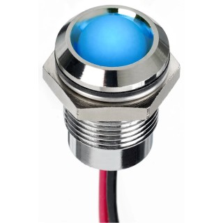 RS PRO Blue Panel Mount Indicator 12V DC Lead Wire IP67 Prominent 130-1082
