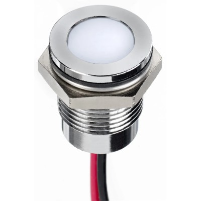 RS PRO White Panel Mount Indicator, 24V DC, Lead Wire Termination, IP67, Flush Bezel 130-2263
