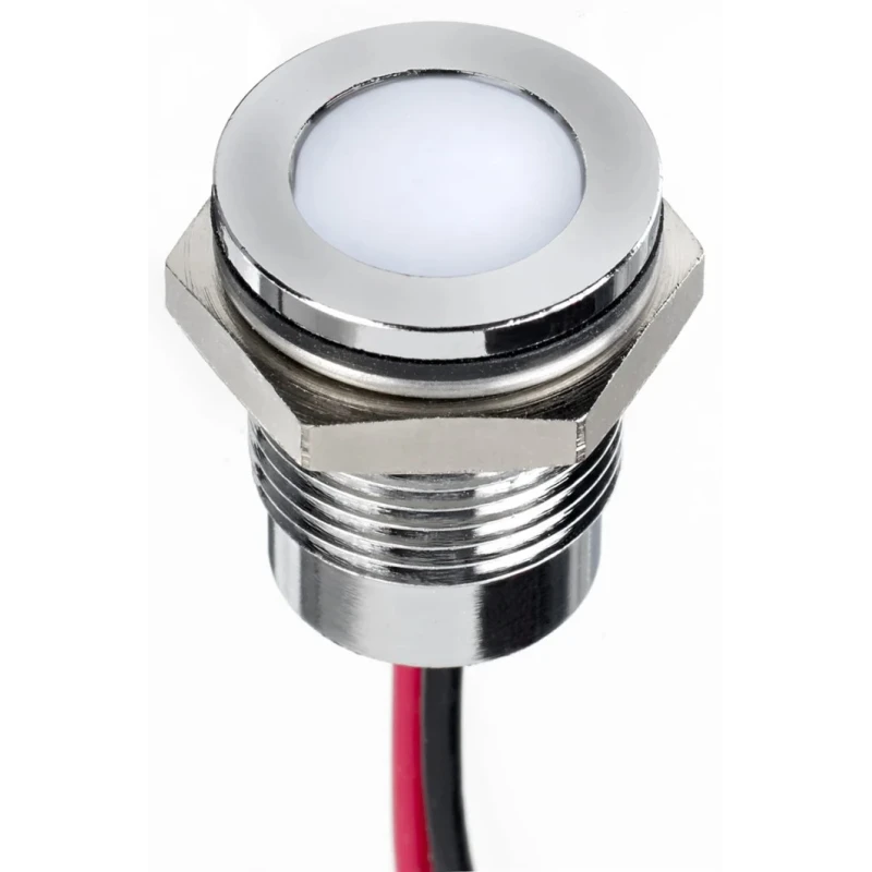 RS PRO White Panel Mount Indicator, 24V DC, Lead Wire Termination, IP67, Flush Bezel 130-2263