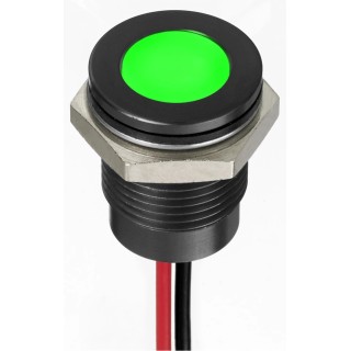 RS PRO Green Panel Mount Indicator 24V DC 20mA Lead Wire Flush IP67 130-2298