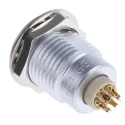 LEMO 6-Contact Panel Mount Circular Connector, 14 mm, Socket, Female, IP50, Brass, EGG.1B.306.CLL