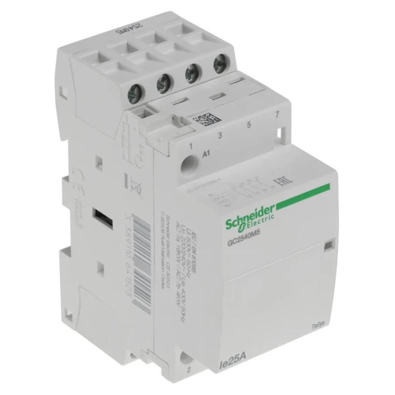 Schneider Electric 4-Pole Contactor, 230V AC Coil, 25A, DIN Rail, Screw Terminal, Motor Control GC25
