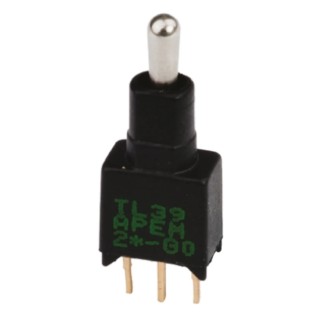 APEM PCB Mount Toggle Switch SPST On-On Through Hole TL32P0050, 20 V DC/AC, Brass Actuator