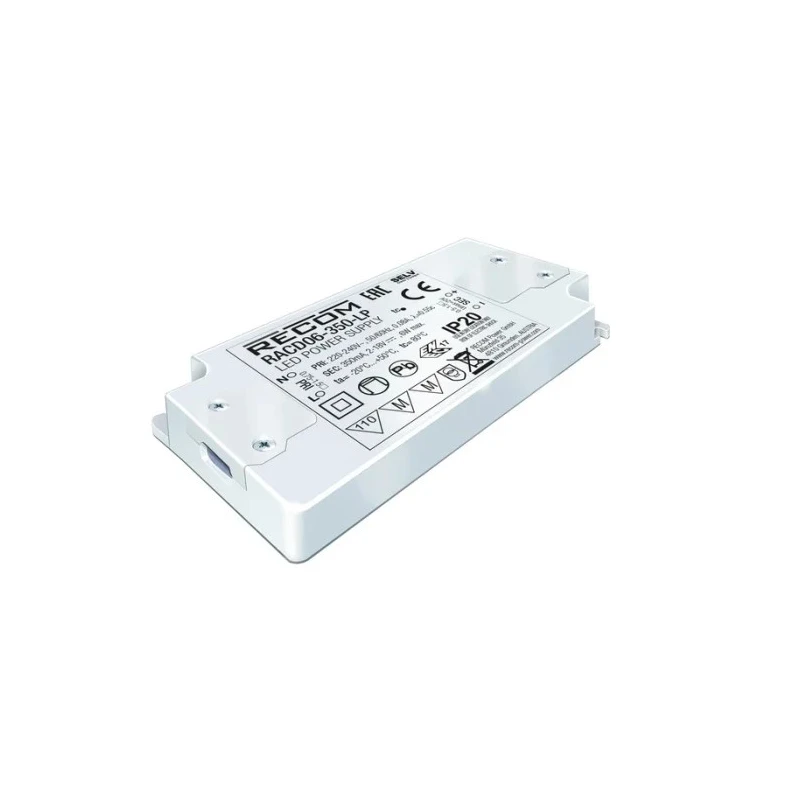 Recom IP20 Constant Current LED Driver RACD06-350-LP, 18V DC, 2V DC, 6W, 350mA, Enclosed, Screw Terminal