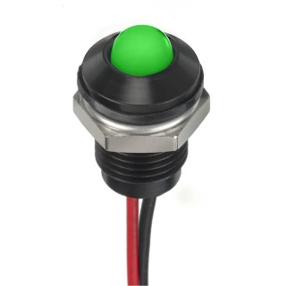 RS PRO Green Panel Mount Indicator 12V DC 20mA Lead Wire IP67 Prominent 8mm 132-9134