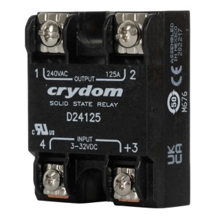 Crydom Solid State Relay Panel Mount 125A, 280Vrms Load, 32V Control D24125