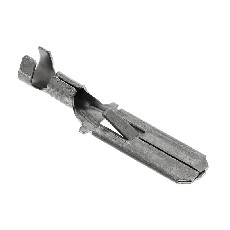 TE Connectivity FASTIN-FASTON .250 Black Uninsulated Male Spade Connector, Crimp, 6.35 x 0.81 mm Tab 18–14 AWG 42241-2