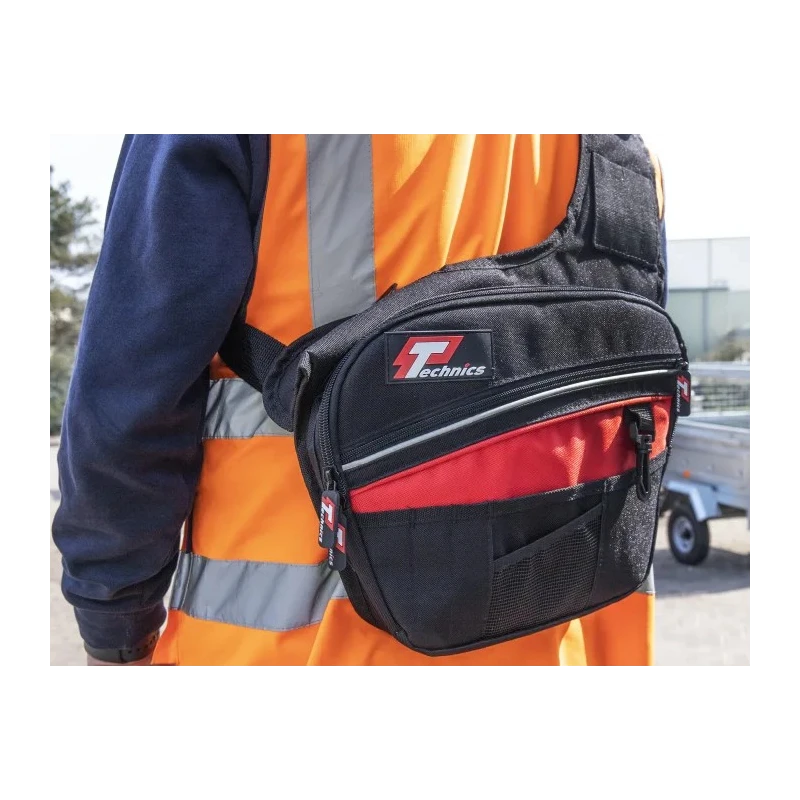 Technics Polyester Tool Bag with Shoulder Strap, 350x50x310 mm, Red/Black PT143