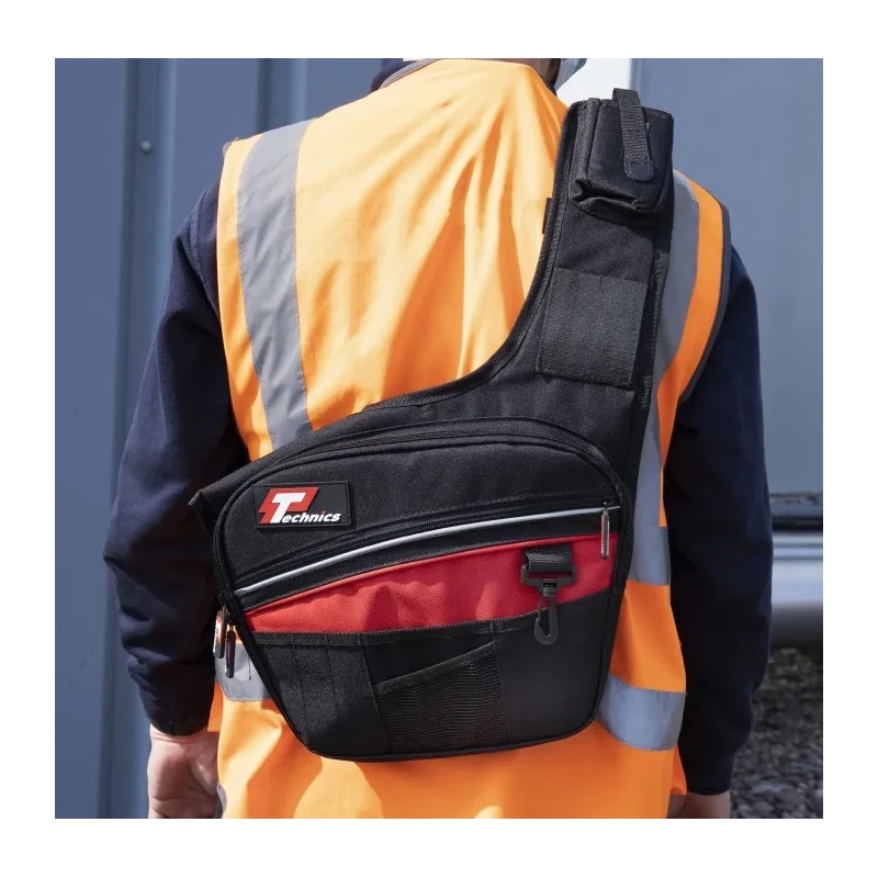 Technics Polyester Tool Bag with Shoulder Strap, 350x50x310 mm, Red/Black PT143