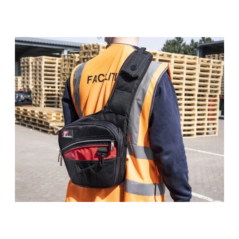 Technics Polyester Tool Bag with Shoulder Strap, 350x50x310 mm, Red/Black PT143