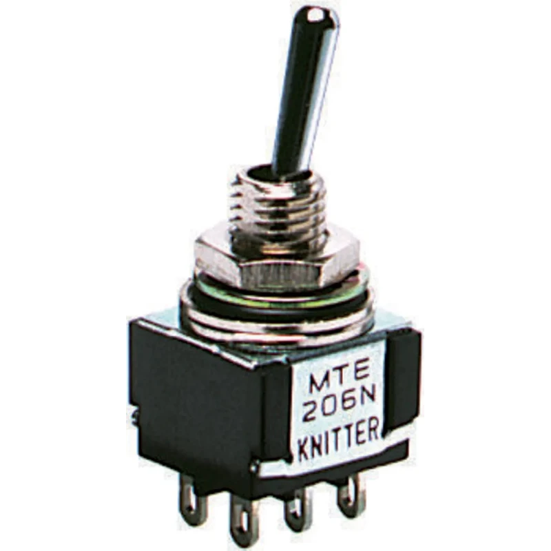 KNITTER-SWITCH Panel Mount Toggle Switch DPDT On-Off-On, Solder Terminal, IP67, 4A, 30V DC/250V AC MTE 206 P