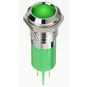 RS PRO Green Panel Mount Indicator 12V dc 20mA Solder Lug Termination IP67 Silver Bezel 38.5mm Length 134-5544