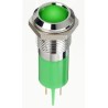 RS PRO Green Panel Mount Indicator 12V dc 20mA Solder Lug Termination IP67 Silver Bezel 38.5mm Length 134-5544