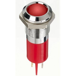 RS PRO Red Panel Mount Indicator, 2V DC, 20mA, Solder Lug Termination, IP67, Prominent Bezel, Silver, 38.5mm Length 134-5537