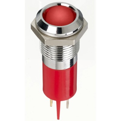 RS PRO Red Panel Mount Indicator, 2V DC, 20mA, Solder Lug Termination, IP67, Prominent Bezel, Silver, 38.5mm Length 134-5537
