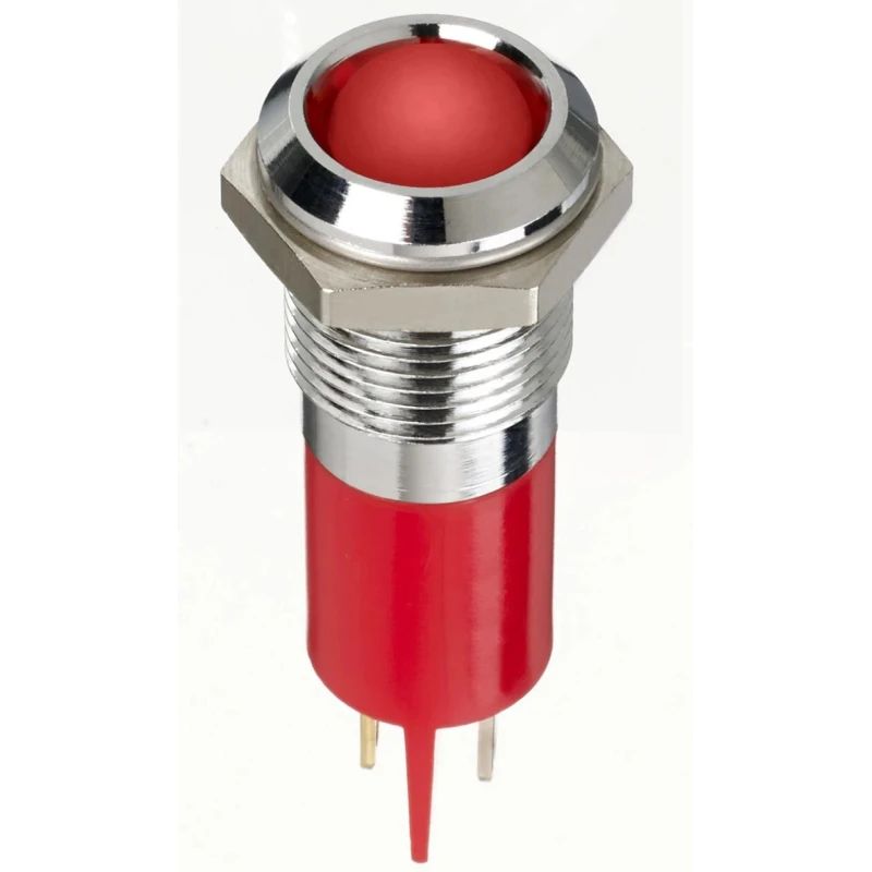 RS PRO Red Panel Mount Indicator, 2V DC, 20mA, Solder Lug Termination, IP67, Prominent Bezel, Silver, 38.5mm Length 134-5537