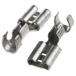 TE Connectivity FASTON .250 Black Uninsulated Female Spade Connector Crimp 6.35 x 0.81 mm Tab Size 14 AWG to 12 AWG 41829-1