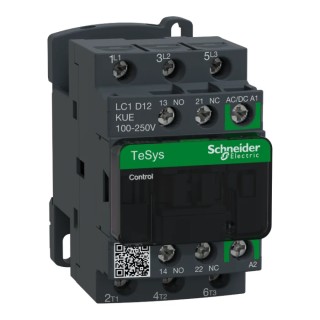 Schneider Electric Contactor 3-Pole 12A, 5.5 kW 250V Motor Control, DIN Rail Mount LC1D