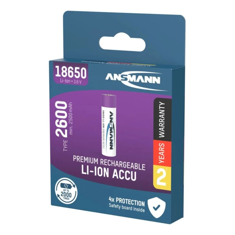 Ansmann 3.6 V 18650 Lithium-ion Rechargeable Battery 2.6 Ah 18.5 mm Diameter 1307-0000-520