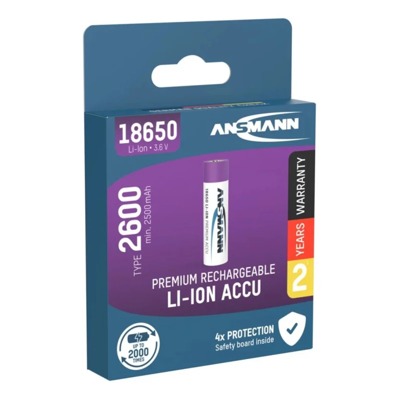 Ansmann 3.6 V 18650 Lithium-ion Rechargeable Battery 2.6 Ah 18.5 mm Diameter 1307-0000-520