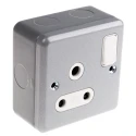 MK Electric 15A Grey 1 Gang Plug Socket Metalclad Plus Indoor USB Shuttered Socket UK 3-Pin German French K2873 ALM