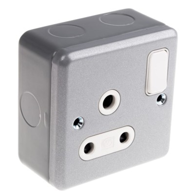 MK Electric 15A Grey 1 Gang Plug Socket Metalclad Plus Indoor USB Shuttered Socket UK 3-Pin German French K2873 ALM