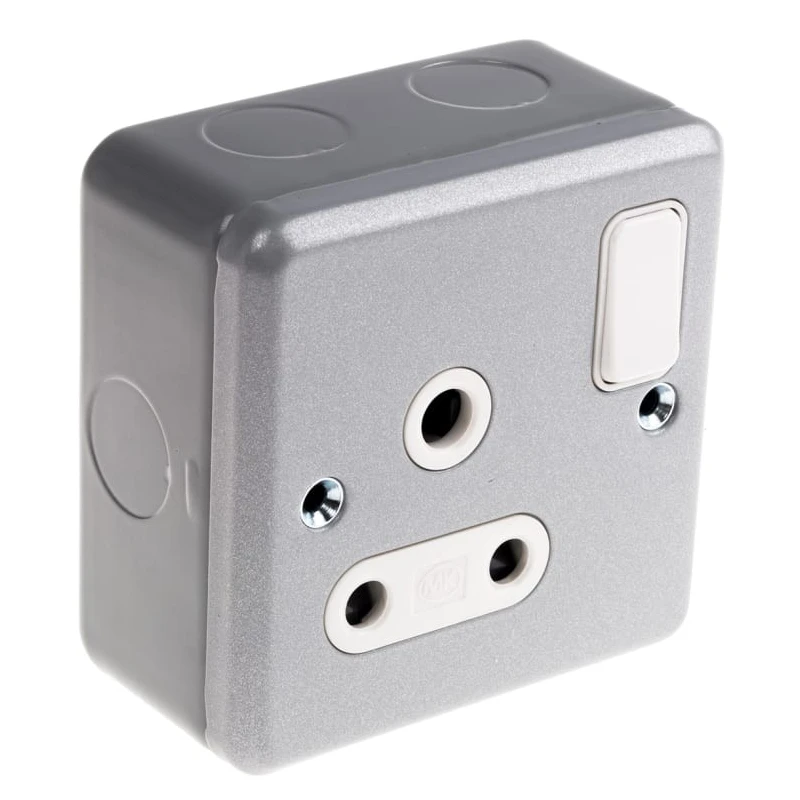 MK Electric 15A Grey 1 Gang Plug Socket Metalclad Plus Indoor USB Shuttered Socket UK 3-Pin German French K2873 ALM