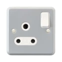 MK Electric 15A Grey 1 Gang Plug Socket Metalclad Plus Indoor USB Shuttered Socket UK 3-Pin German French K2873 ALM
