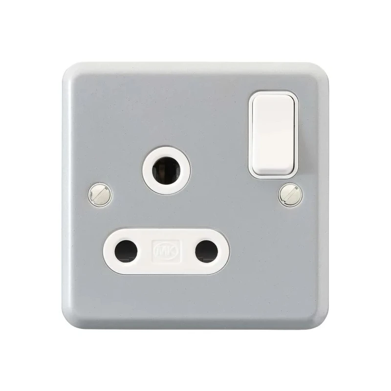 MK Electric 15A Grey 1 Gang Plug Socket Metalclad Plus Indoor USB Shuttered Socket UK 3-Pin German French K2873 ALM