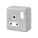 MK Electric 15A Grey 1 Gang Plug Socket Metalclad Plus Indoor USB Shuttered Socket UK 3-Pin German French K2873 ALM