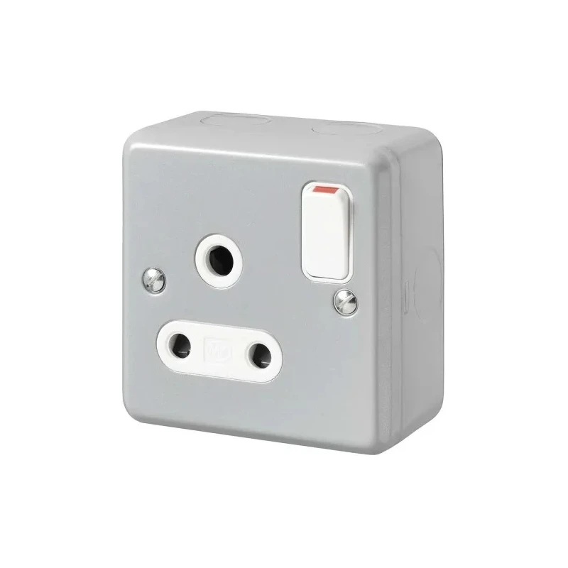 MK Electric 15A Grey 1 Gang Plug Socket Metalclad Plus Indoor USB Shuttered Socket UK 3-Pin German French K2873 ALM