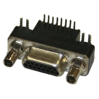 Norcomp MICRO-D 15 Way Right Angle 1.27 mm Pitch Through Hole D-Sub Connector with Board Lock Male 381-015-112L565