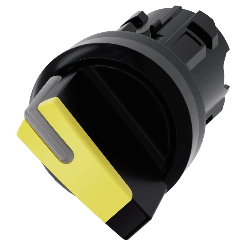 Siemens SIRIUS ACT Series 2 Position Selector Switch Head, 22 mm Cutout, Yellow Handle, IP66 IP69K IP67 3SU1002-2BF30-0AA0