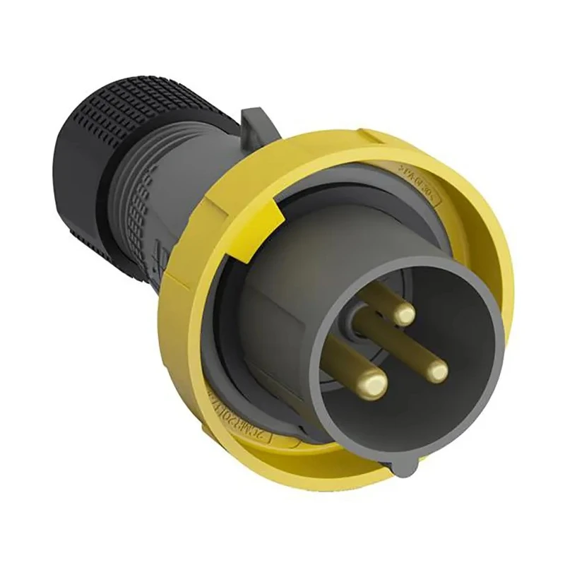 Amphenol Industrial Easy & Safe IP67 Yellow Cable Mount 2P+PE Straight Industrial Power Connector 16A 110V IP67