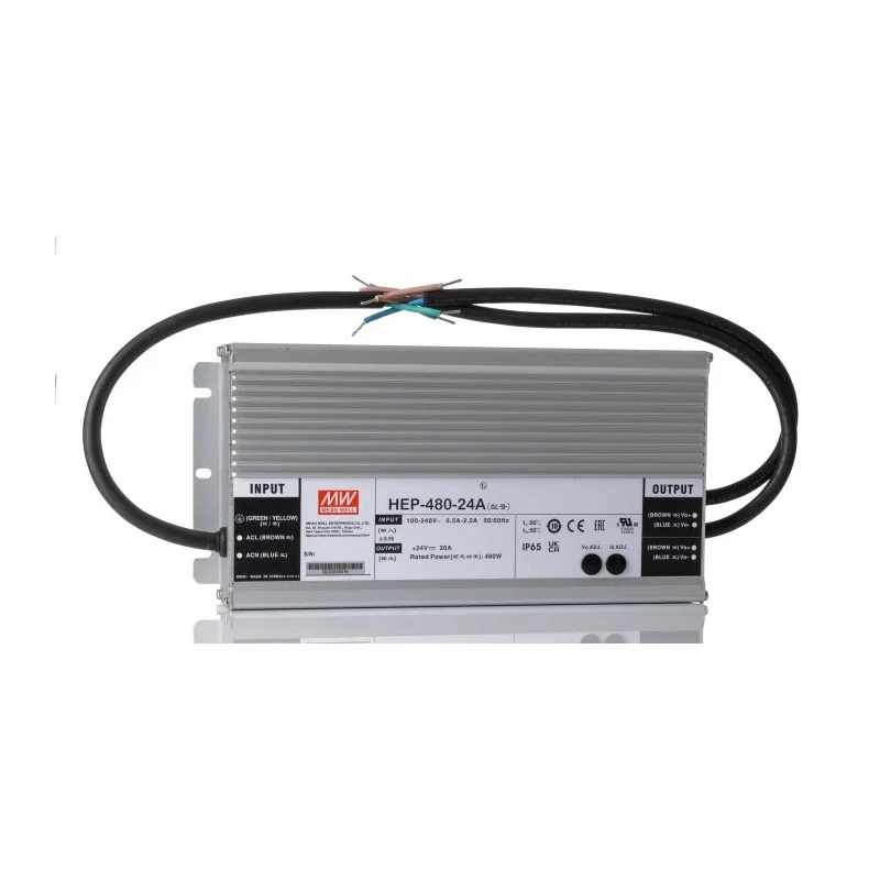 MEAN WELL Switching Power Supply 24V dc 480W 90-305V ac / 127-431V dc Chassis Mount HEP-480-24A