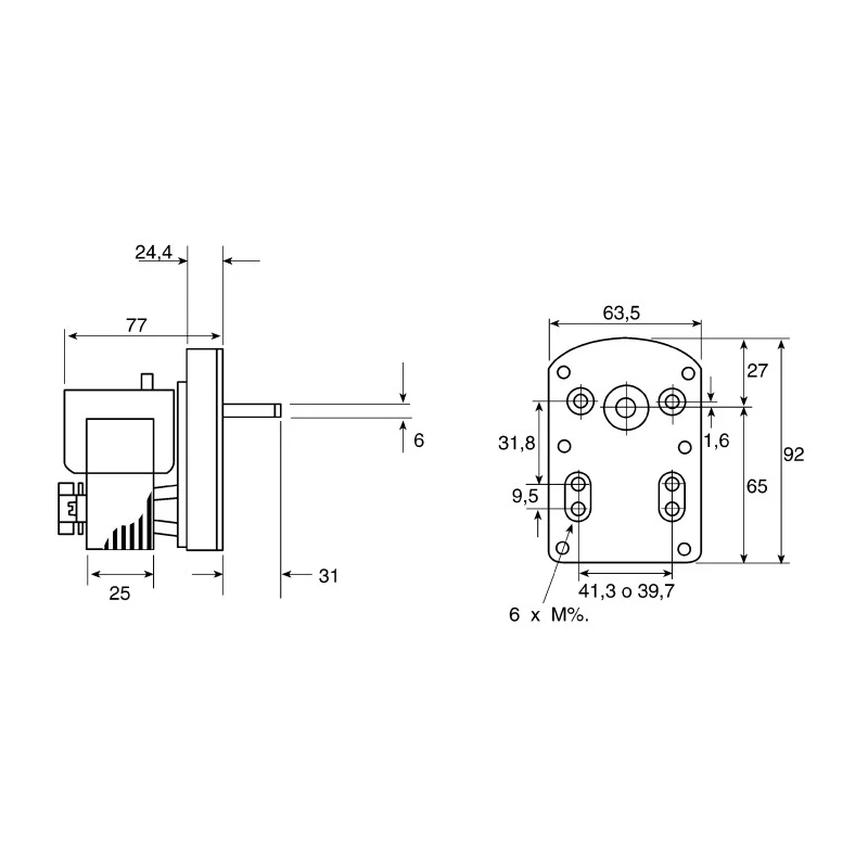 Mellor Electric AC Geared Motor, Shaded Pole, 24W, 230V, Spur Gearhead, Clockwise Rotation, UB1001