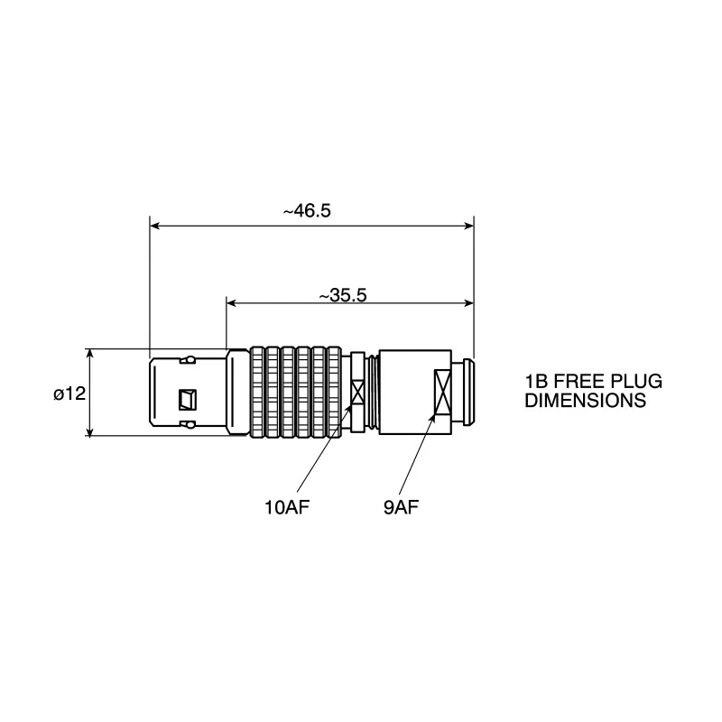LEMO Circular Connector, 8 Contacts, Cable Mount, 12 mm Connector, Plug, Male, IP50 Rated, 1B Series FGG.1B.308.CLAD62Z