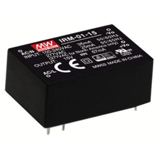 MEAN WELL Switching Power Supply 1 W 15V DC 85-305V AC Universal Input IRM-01-15