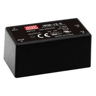 MEAN WELL IRM-15-5 Switching Power Supply 5V DC, 15W, 3A Output, Universal AC Input, PCB Mount IRM-15-5