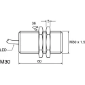 RS PRO Threaded Barrel Inductive Proximity Sensor M30 PNP 36V 200mA 100 mm NBB10-30GM50-E2
