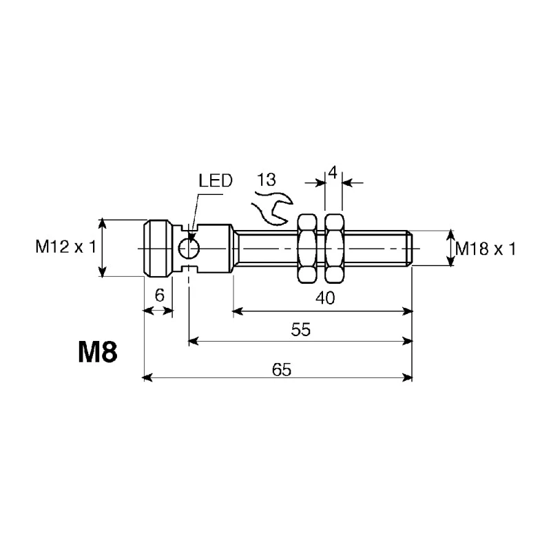 NEUTRAL Threaded Barrel Inductive Proximity Sensor M12 x 1 NPN 3V 2 mm Detection 30 V dc 100mA NBB2-8GM40-E0-V1
