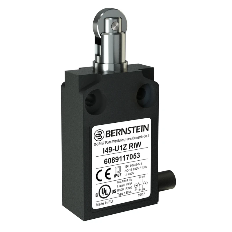 Bernstein AG I49 Series Roller Plunger Limit Switch DPST IP67 Plastic Housing 250V AC 10A 6089167052