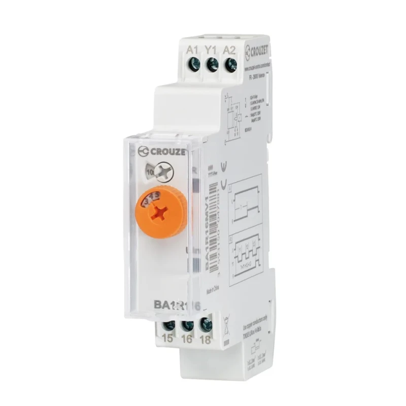 Crouzet Syr-Line Series DIN Rail Timer Relay, 1-Contact, 12 to 240 V AC/DC, 0.5 s to 10 Days, ON Delay, SPDT BA1R16MV1