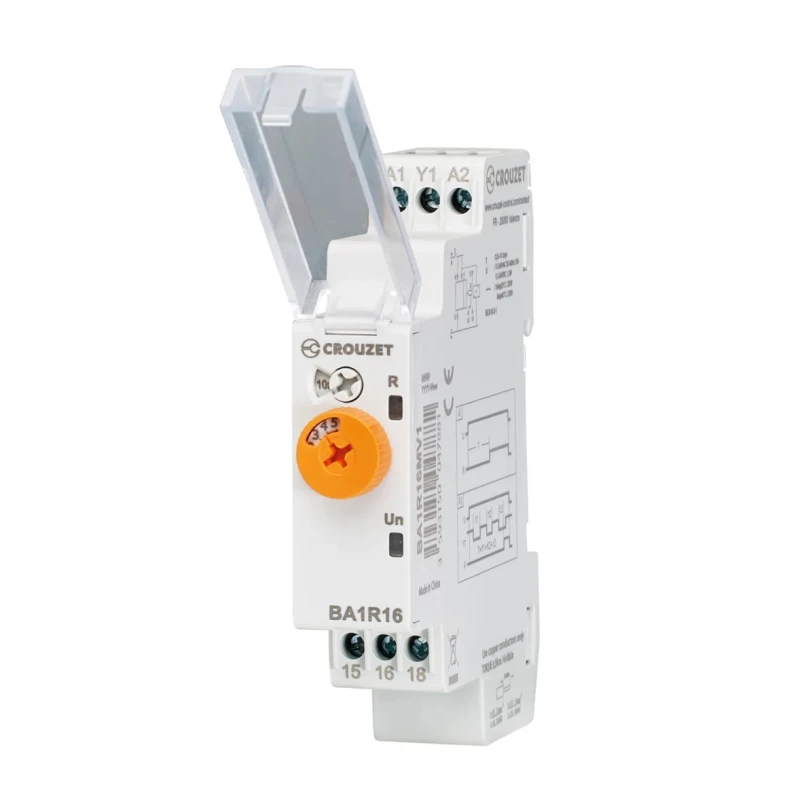 Crouzet Syr-Line Series DIN Rail Timer Relay, 1-Contact, 12 to 240 V AC/DC, 0.5 s to 10 Days, ON Delay, SPDT BA1R16MV1