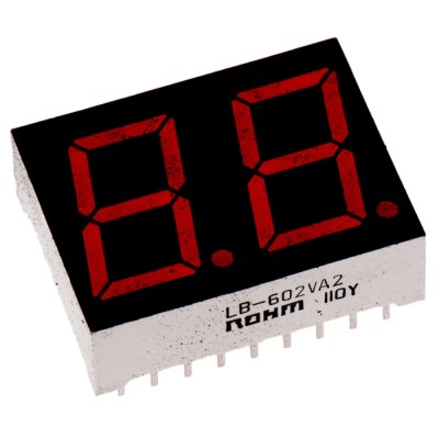 ROHM 2-Digit 7 Segment Red LED Display Anode Type Through Hole 14.2mm Character Height LB-602VA2