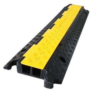 RS PRO Heavy-Duty 1 m Yellow and Black Rubber, Thermoplastic Cable Cover with 2 Channels 136-5423