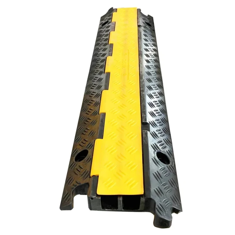 RS PRO Heavy-Duty 1 m Yellow and Black Rubber, Thermoplastic Cable Cover with 2 Channels 136-5423