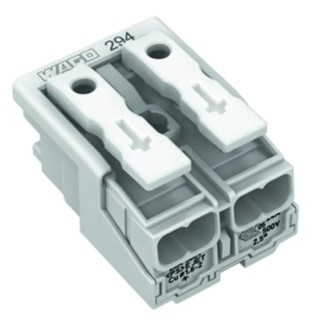 WAGO 294 Series Power Supply Connector Female Push-in 2-Pole 24A 500V 2-Way 294-4002