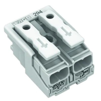WAGO 294 Series Power Supply Connector Female Push-in 2-Pole 24A 500V 2-Way 294-4002
